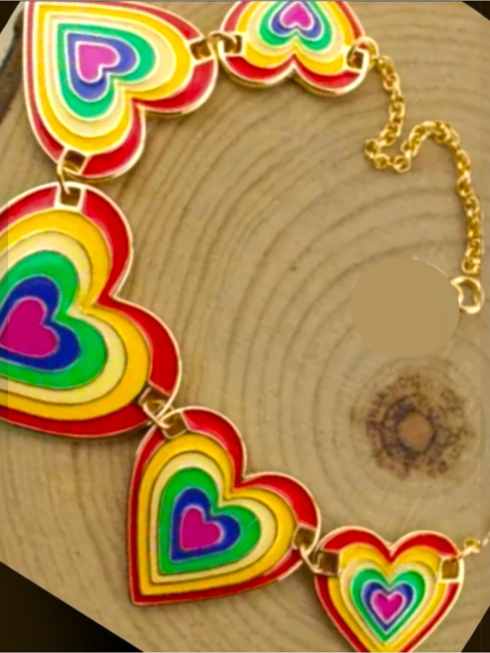 Pride Heart To Heart Golden Valentine Rainbow Necklace. - Picture 1 of 5